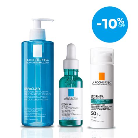 infografika s kľúčovými zložkami produktov La Roche-Posay Effaclar a ich funkciami