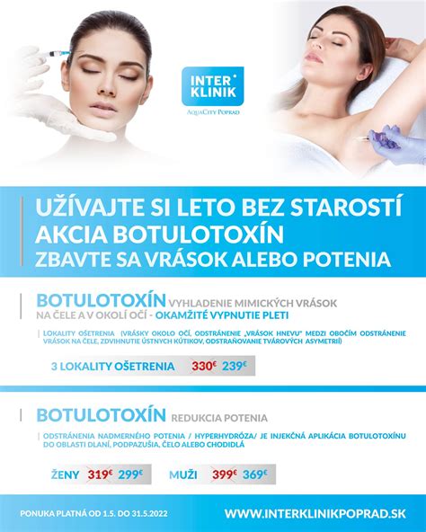 Infografika zobrazujúca oblasti aplikácie botulotoxínu pre rôzne estetické účely