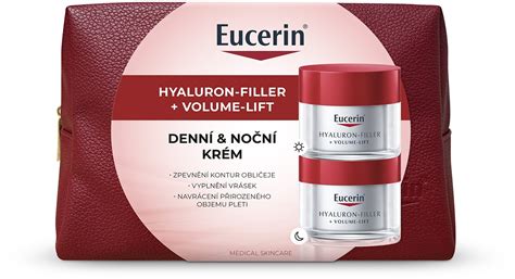 koláž fotografií pred a po použití produktov Eucerin Volume-Filler