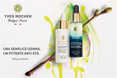 Koláž rôznych produktov Yves Rocher z radu Anti-Age Global a iných kategórií