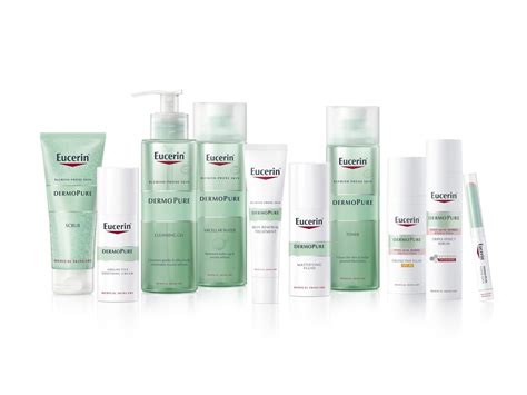 Ilustračná fotografia rôznych produktov Eucerin, vrátane radu DERMOPURE