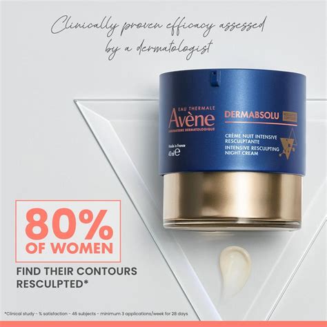 Infografika s rozpisom kľúčových zložiek očného krému Avène DermAbsolu a ich benefitov