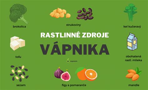 Infografika zobrazujúca zdroje vápnika v nemliečnych potravinách