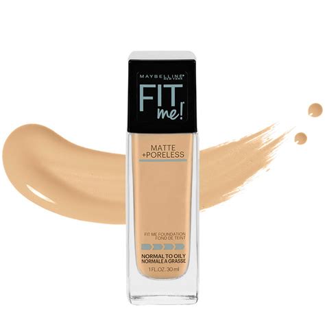Ukážka rôznych odtieňov make-upu Maybelline Fit Me! Matte + Poreless Foundation
