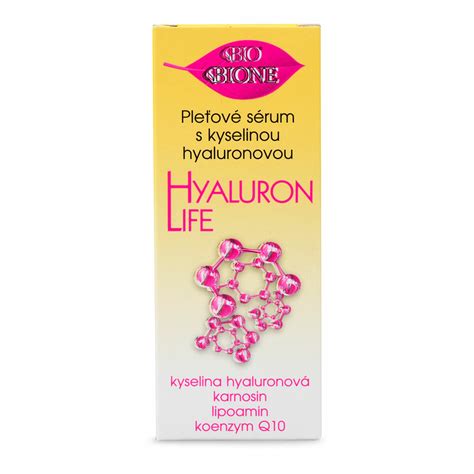 Fľaša šampónu Bione Cosmetics Hyaluron Life s penou a vlasmi v pozadí