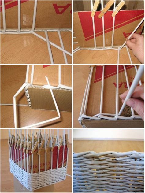 Ukážka rôznych papierových ruličiek a základných väzieb pri pletení z papiera.