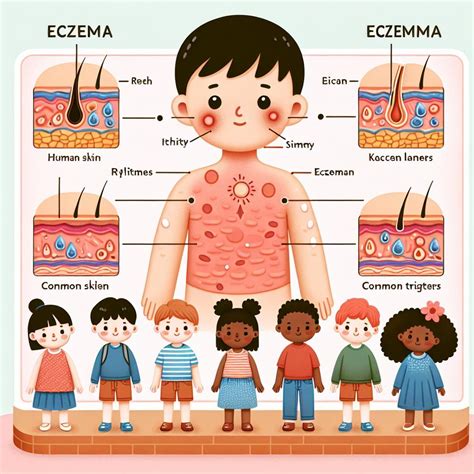 Ilustrácia znázorňujúca prejavy alergického ekzému.