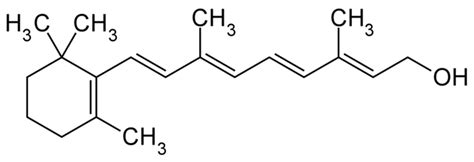 Ilustrácia molekuly vitamínu A a retinolu