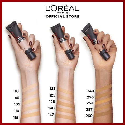 Koláž fotografií rôznych odtieňov L'Oréal Paris Infallible 24H Matte Cover na pleti