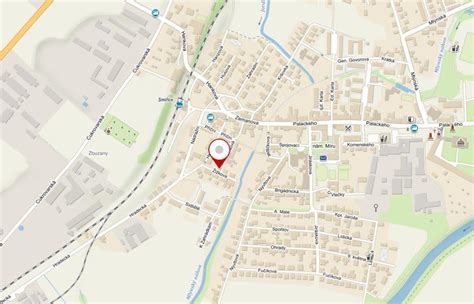 Mapa Hurbanova s vyznačenou ulicou Komárňanská