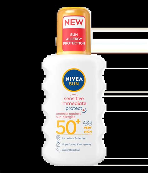 Ilustračná fotografia balenia opaľovacieho spreja Nivea Sun Protect & Sensitive SPF 50+