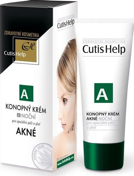fľaša nočného krému CutisHelp AKNÉ s konope na pozadí