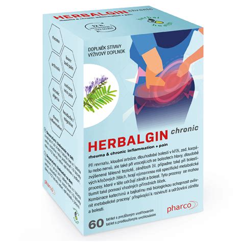 Obal produktu HERBALGIN chronic s informáciou o jeho zložení a účinku