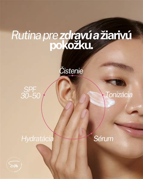 Ilustrácia znázorňujúca kroky dennej starostlivosti o pleť (čistenie, tonizácia, sérum, hydratácia, SPF)