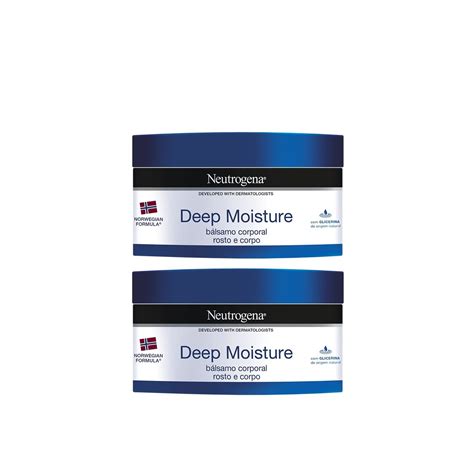 Tematická fotografia telového mlieka Neutrogena Deep Moisture s kvapkami vody a zdôraznením hydratácie pokožky