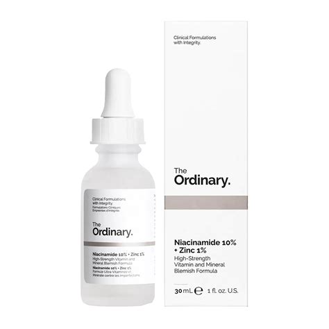 Produktové foto The Ordinary Niacinamide 10% + Zinc 1% s detailom balenia