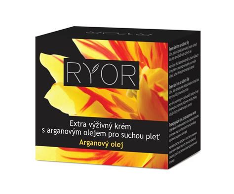 Detailný záber na balenie krému Ryor s arganovým olejom a textúru prípravku