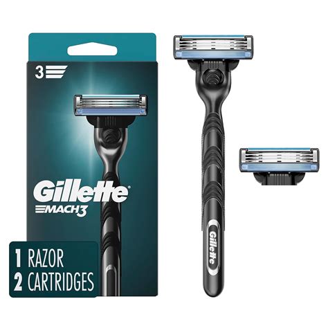 Detailný záber na holiacu hlavicu Gillette Mach3 s tromi čepeľami a zvlhčujúcim pásikom