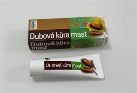 Ilustrácia s rôznymi aplikáciami dubovej kôry (obklad, kúpeľ, masť)