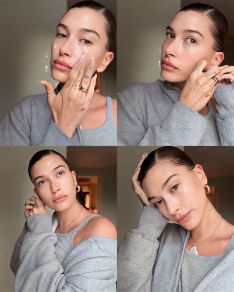 Infografika: Ranná pleťová rutina Hailey Bieber