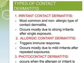 Infographics on different types of contact dermatitis and their locations
