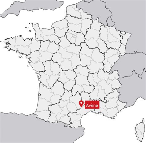 Geografická mapa regiónu Languedoc-Roussillon s vyznačeným prameňom Avène