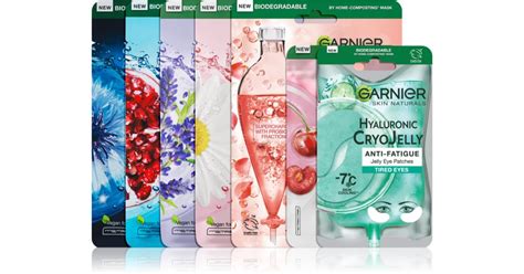Produktové foto: kolekcia rôznych pleťových masiek (napr. Lancôme, Garnier, Reclar)