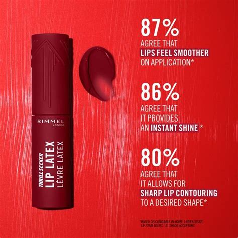 reklamný vizuál s produktom Rimmel Thrill Seeker Lip Latex
