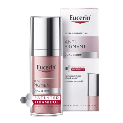 produktová fotografia Eucerin Anti-Pigment Dual Serum s vyznačenými zložkami