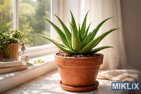 Aloe vera rastlina v kvetináči s odrezaným listom