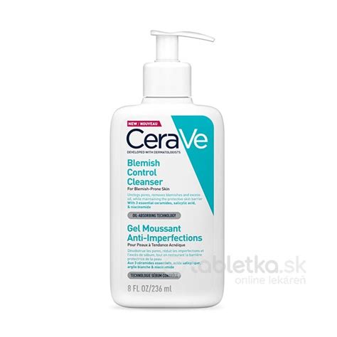 Infografika o zložkách CeraVe gélu proti nedokonalostiam