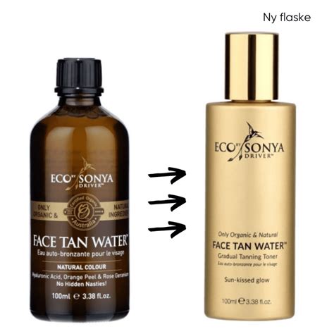 Infografika kľúčových zložiek Eco by Sonya Face Tan Water (kyselina hyalurónová, ružový olej geránium)
