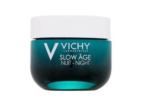 Fotografia gélovej textúry a hnedej farby krému Vichy Slow Âge Nuit