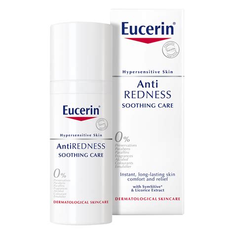 Tematické foto: citlivá pleť s jemným začervenaním pred a po aplikácii krému Eucerin Anti-Redness