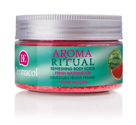 Dermacol Aroma Ritual Telový Peeling Vodný Melón, obal a textúra