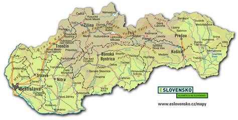 Mapa Slovenska s vyznačeným mestom Čadca