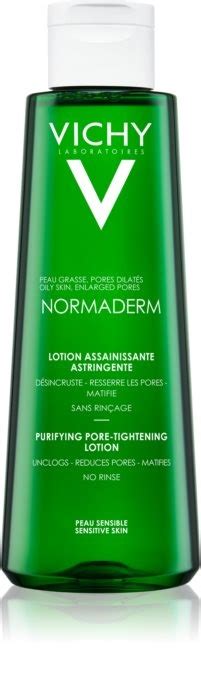 etiketa produktu Vichy Normaderm Čistiace tonikum s vyznačenými kľúčovými zložkami
