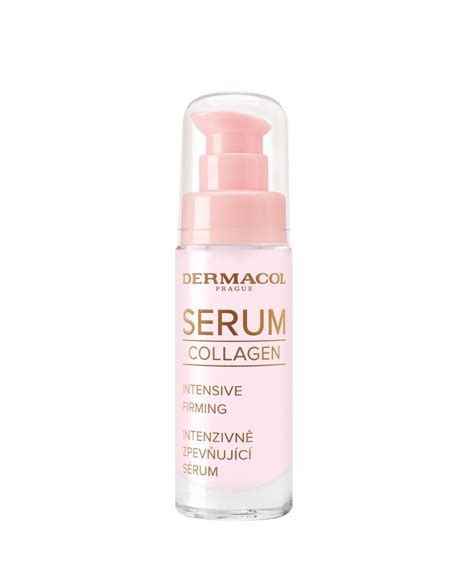 Infografika: Kľúčové zložky Dermacol Collagen Serum (kolagén, kyselina hyalurónová, extrakty)