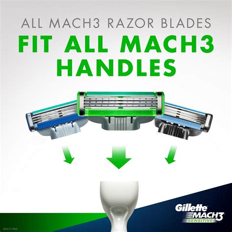 Detailná fotografia čepieľok Gillette Mach3 Sensitive s technológiou PowerGlide