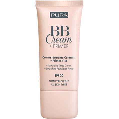 Produktové foto Pupa BB Cream s detailom balenia a kľúčových zložiek
