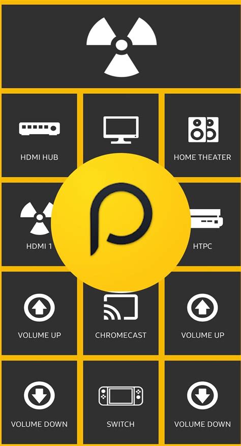 Ikona aplikácie Peel Smart Remote s varovným symbolom
