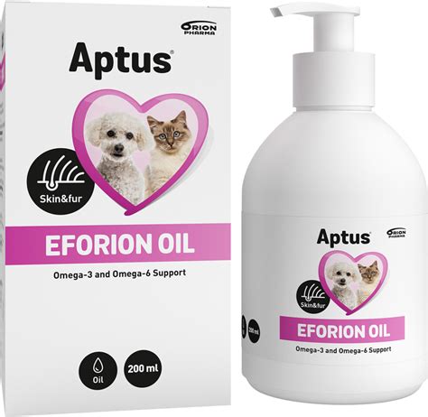 fľaša Aptus Eforion oleja s ilustráciou psa a mačky