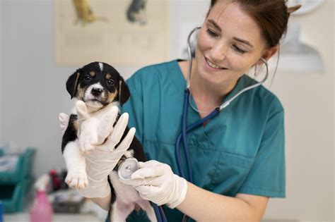 fotografia veterinára vyšetrujúceho labku psa