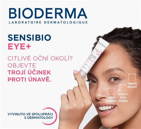 dizajnérska vizualizácia produktu: tuba s gél-krémom Bioderma Sensibio Eye+ na bielom pozadí, symbolizujúca starostlivosť o citlivú pokožku očí