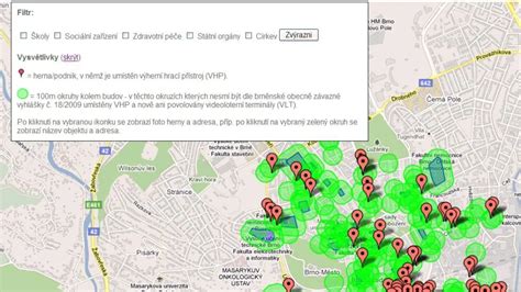 mapa Pezinka s vyznačenými zdravotníckymi zariadeniami