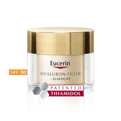 Fotografia denného krému Eucerin Hyaluron-Filler + Elasticity s dôrazom na jeho textúru