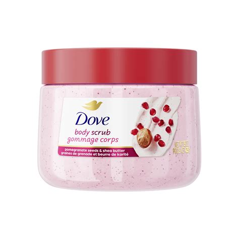 Dizajn balenia telového peelingu Dove Exfoliating Body Scrub Pomegranate Seeds & Shea Butter