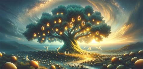 Ilustrácia stromu arganovníka a plodov z ktorých sa získava arganový olej