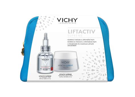 Koláž z rôznych balení produktov Vichy Liftactiv Supreme.