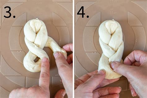 Postup tvarovania pletenky z troch šúľkov.